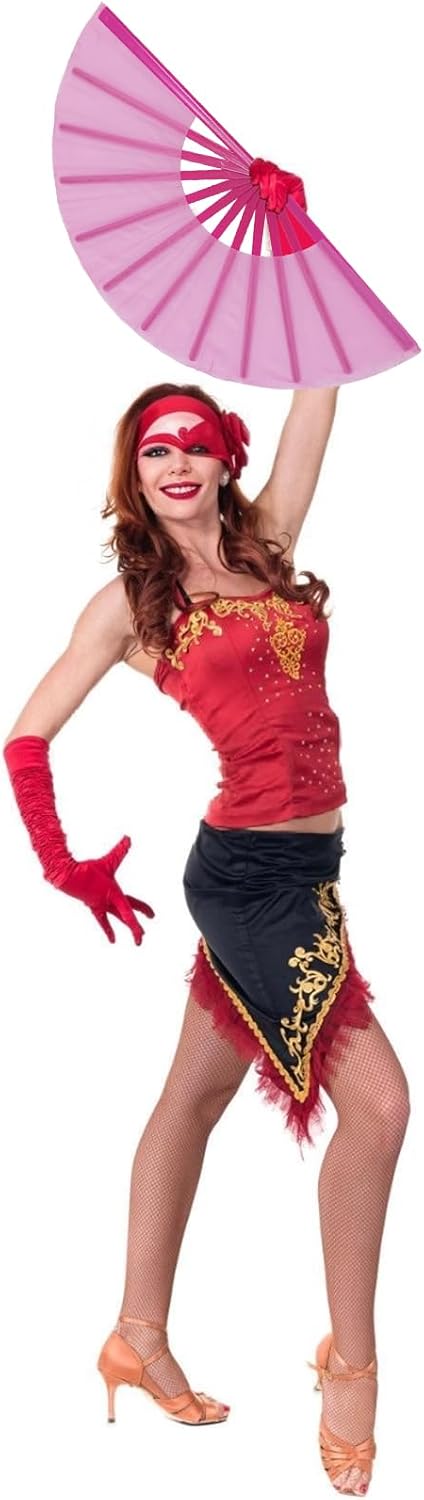 Folding Hand Fans for Line Dancing, Large Clacking Hand Fan Foldable for Dancing, Big Clapping Line Dance Fans, Perfect for Women Dance Performances, Weddings, Parties, Cosplay, Festivals Pink-4PCS image 4