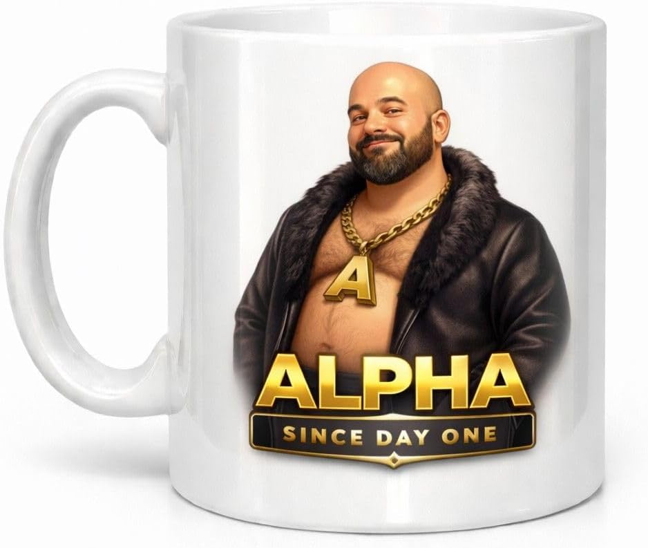 Alpha Since Day One Mug Funny Bald Beard Confidence Humour Gift Mug