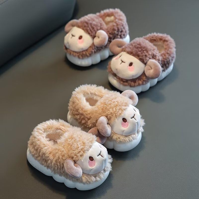 Toddler Boys Girls Lovely Cartoon Sheep Warm Winter Slippers for Indoor Home Bedroom3