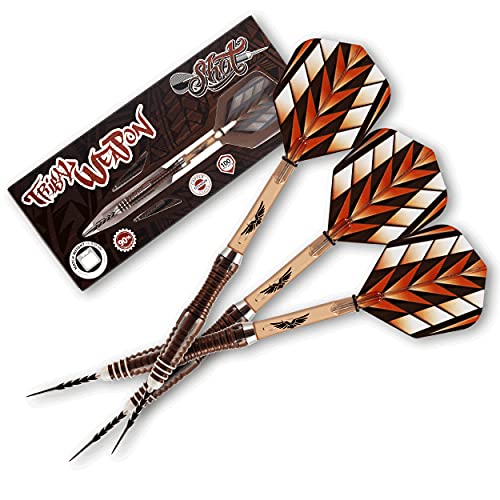 Shot Darts Tribal Weapon-Steel Tip Dart Set-Front Weighted-90% Tungsten Barrels (21)
