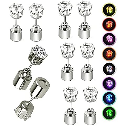 LED Earrings, TONVER 5 Pairs Light Up LED Earring Studs Dance Party Accessories Valentine's Day Jewellery Gifts for Dad Mom Kids Him Her Men Women Cover