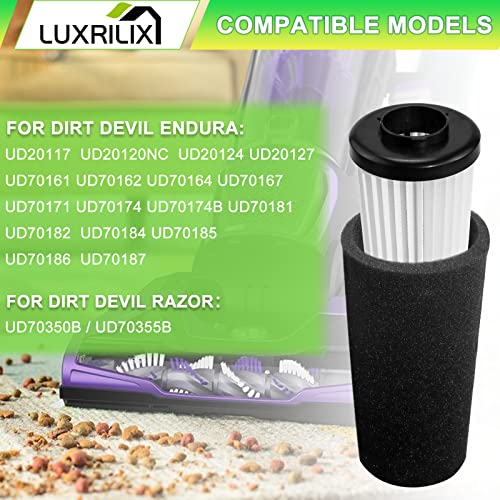 F112 Filter Replacement for Dirt Devil Endura F112 Replacement Odor Trapping Filter, Compatible with Dirt Devil F112 UD20120NC UD70161 UD70167 UD70181 UD70187 UD70171 UD70174 UD70174B UD70164 LUXRILIX