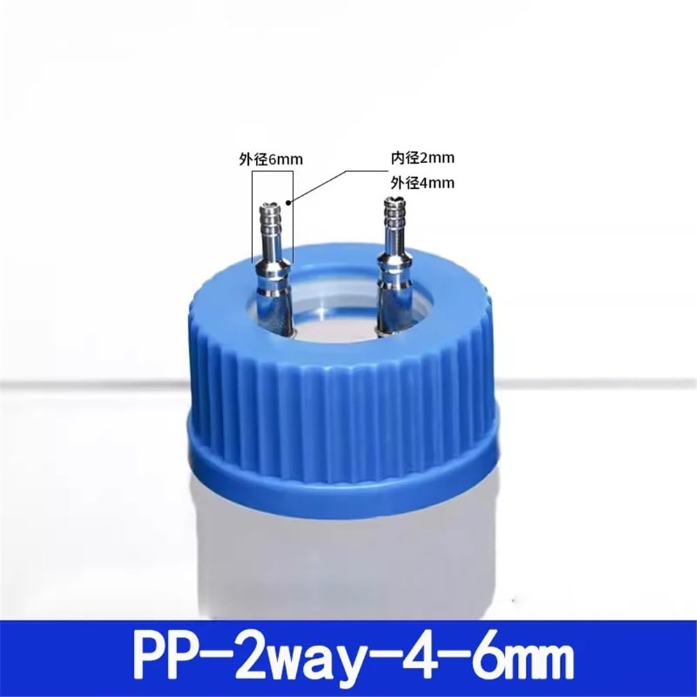 Instrumentos y Equipos de Laboratorio Botella de reactivo con tapa azul, de seda transparente GL45, con boca de rosca, de acero inoxidable for laboratorio.(PP-4way-4-6mm)