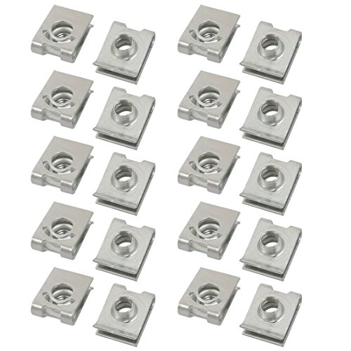 Aexit M6 19mmx14mm Home hardware Iron Extruded U Nut Clip Silver Tone 20pcs Model:67as566qo441