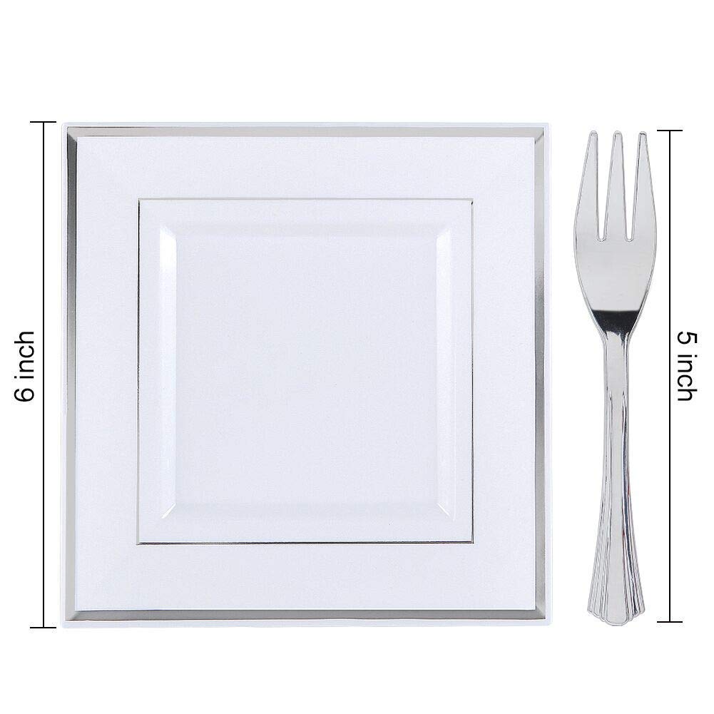 調理器具 Salad plates/Cake plates 6 boxes.. Amazon.com | WDF Silver Plastic Dessert Plates with Plastic Forks