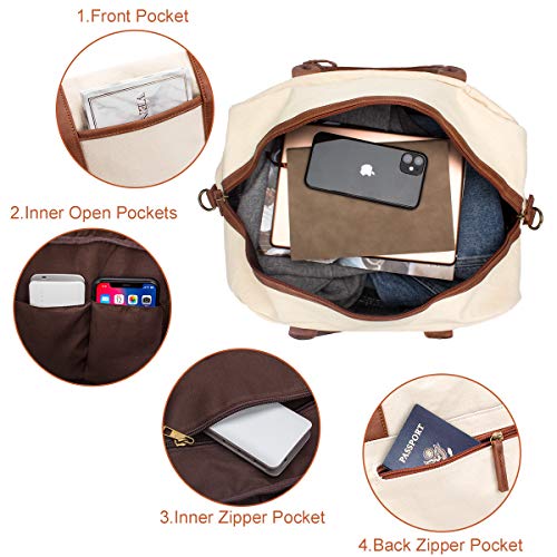 Weekender Bag for Women Canvas Overnight Bag Large Travel Tote Bag Carry on Shoulder Duffle Bag With Shoe Compartment,Perfect for Travel/Daily Use/Birthday Gift
