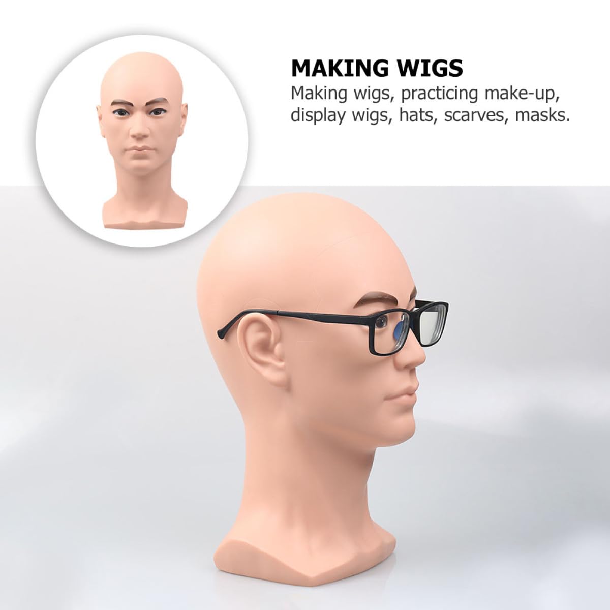 Ciieeo Mannequinkopfständer Glatzenkopf Modell aus Glattem Kunststoff Perücken und Hutdisplay für Salon und Zuhause Vielseitiger Perückenständer für Styling Trockenständer