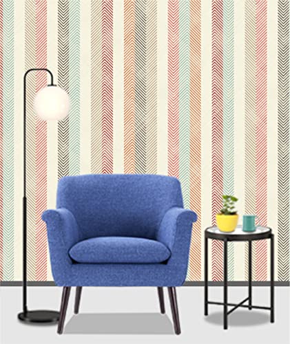 Image of CABANA HOMES Wall Stickers Botanical DIY Vertica Stripes Wallpaper for Home Decor (45 x 125 cm, 2 Rolls) (12 sq. ft) Decorative Self Adhesive Decal Living Room, Bedroom, Office, Multicolour