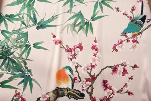 Image of Women's Silk Kimono Robe Short Bathrobe Nightgown 100% Mulberry Silk for Women - Classic Floral Pattern