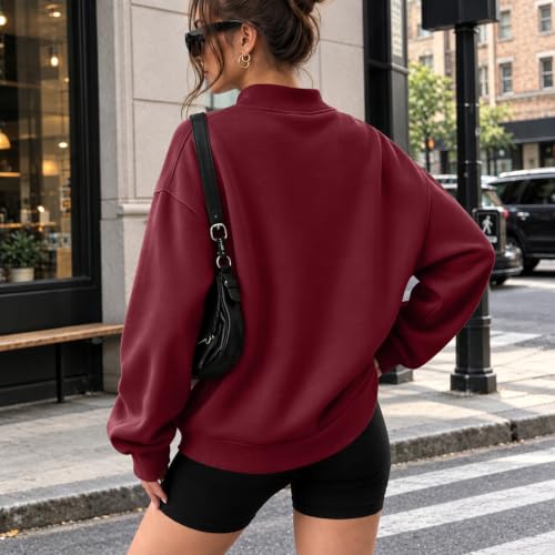 Mock Neck Sweatshirt Women Oversized Fall Casual Winter Pullover Top - image 6