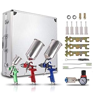 ETOSHA Professional HVLP Gravity Feed Air Spray Gun Kit with 1.0mm 1.4mm 1.8mm Nozzles Needle Cap Automotive Air Paint…