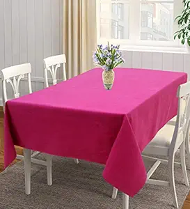 AIRWILL 100% Cotton Solid Pattern 4 Seater Square Table Cover Sized, 56x56 inches (Pink, Pack of 1)