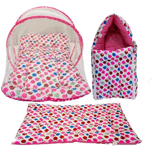 Image of Toddylon Flat Bed Baby Bed New Born Baby Bedding Set | Mosquito Net | Carry Bag | Mattress | Carry Bag | Essentials Combo | Cotton | Infants | Baby Boys & Baby Girls | Beds (0-6 Months) (3PCS Set)