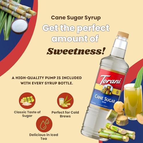 Image of Torani Pure Cane Sugar Syrup 1L with Pump - Coffee, Teas & Cocktails