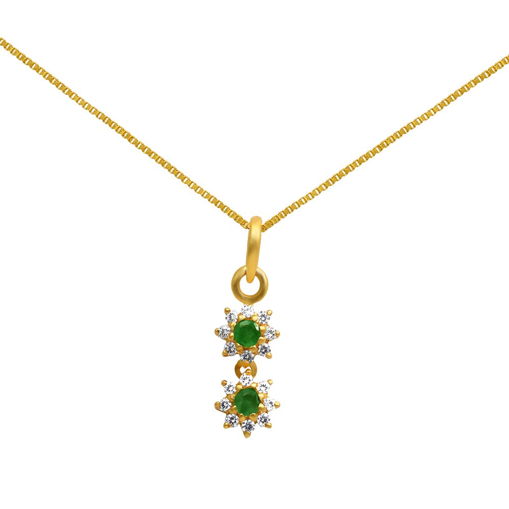 joyalukkas Ratna Collections 22k (916) Yellow Gold and Emerald Pendant-picture-0