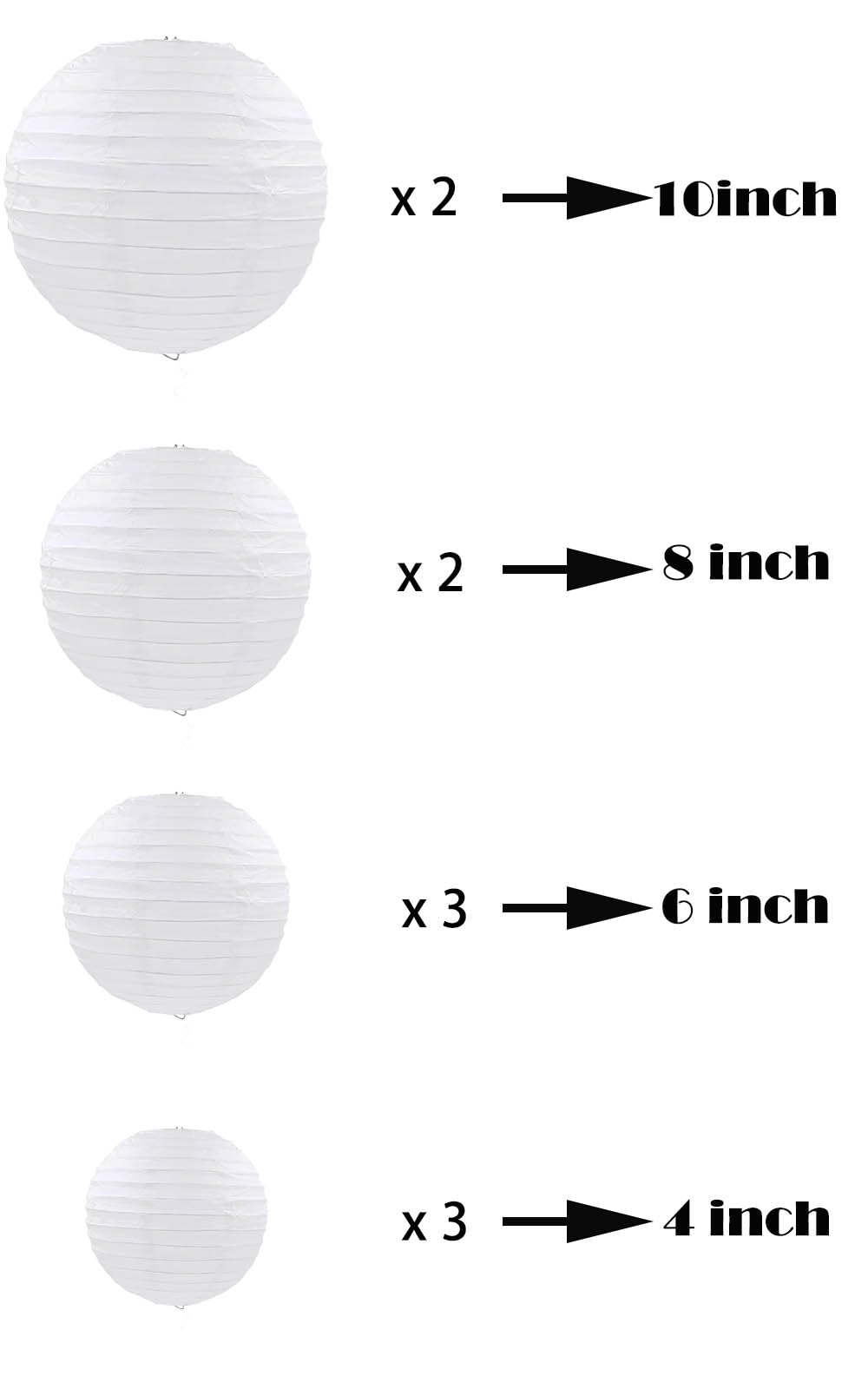 ZYOOO Lanterne en Papier Blanc,Lot de 10 Rondes Suspension Lanterne en Papier pour Mariage, Anniversaire, Fête Prénatale, Mariage, Décoration de Jardin