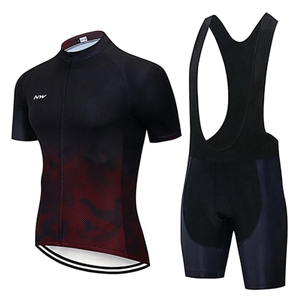 Tuta da Bicicletta MTB Estiva da Uomo Traspirante Asciugatura Veloce Manica Corta e Pantaloncini Imbottiti Maglia da Ciclismo con Motivo Leone