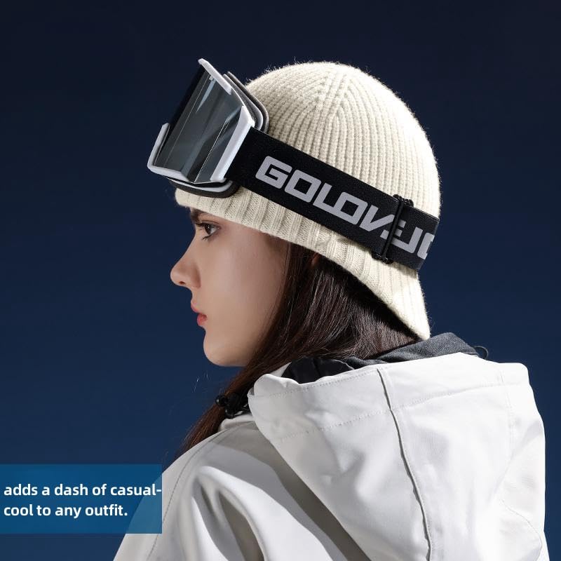 Winter Hats for Men Women - Thick Warm Stylish Knit Beanie Hat, Soft Stretch Cute Womens Winter Hats with Visor White