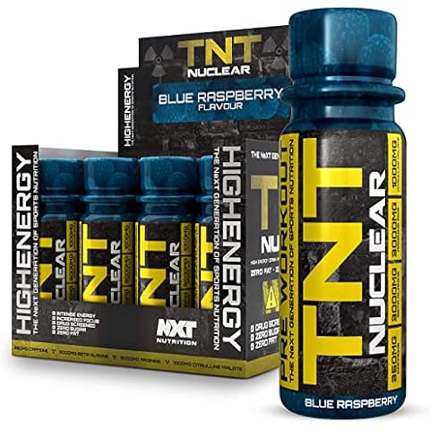 NXT Nutrition TNT Nuclear Shots - Pre Workout Energy Drink 12 x 60ml (Blue Raspberry) Cover