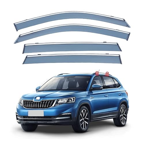 Lot de 4 Deflecteur de Voiture pour Skoda KAMIQ 2018-2022, Déflecteurs et Visières de Fenêtre de Côté de Voiture, Déflecteur Pare-Soleil Pare-Pluie Avant et Arrière Cover
