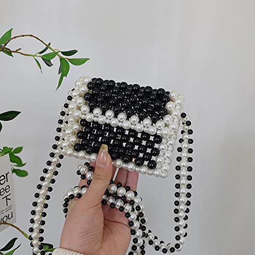Women's Pearl Bag Crystal Pearl Black Bag Hand Woven Beaded Bag Retro Handheld Shoulder Crossbody for Wedding Party Bridal Party Gifts2