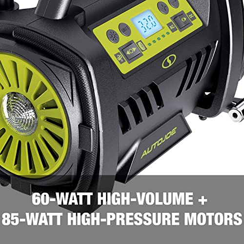 Image of Auto Joe ATJ-AIR1-HYB Hybrid 12-Volt /120-Volt AC High Volume Tire Inflator /Deflator, w /Digital Pressure Gauge, Tire Air Chuck Adaptor, Sports Pin, General Inflatable Valve, & Auto Shut Off