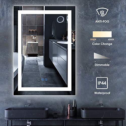Free Shipping 🛒 Bathroom Mirror with Lights, 24x32 Backlit Mirror, Lighted Bathroom Mirror with Dimmable Touch Switch, 3000-6000k Adjustable Lights for at Least 5000h, Anti-Fog, Solid Metal Back Plate Review Discount Bathroom Mirror with Lights, 24x32 Backlit Mirror, Lighted Bathroom Mirror with Dimmable Touch Switch, 3000-6000k Adjustable Lights for at Least 5000h, Anti-Fog, Solid Metal Back Plate