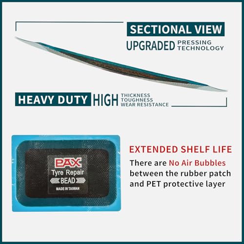 Image of PAX Upgraded Radial Tire Repair Patches 125x60mm (10 Pack), 2-Layer Super Strong Nylon Fabric Heavy-Duty Puncture Fix for Truck & Car (Rubber Cement Required)