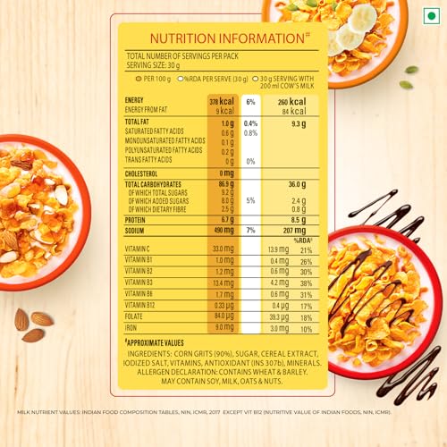 Image of Kellogg's Corn Flakes Original 1.2kg /1.15kg | Power of 5: Energy, Protein, Iron, IMMUNO NUTRIENTS, Vitamins B1, B2, B3 & C| Corn Flakes, Breakfast Cereal