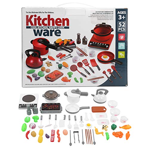 Kids Pretend Play Kitchen Toys, 52 Piezas de Alta simulación Juego de Cocina con ollas y...