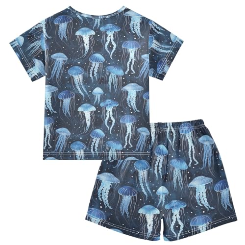ALAZA Jellyfish Dots Pajama Set Short Sleeve Sleepwear Soft Lounge Nightwear2
