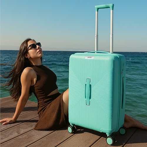 Image of Safari Select Trunk 55 Cm Small Cabin Hard Shell Trolley Bag with TSA Lock, Dual Wheels with 360 Degree Rotation and Anti-Theft Zipper, Luggage Bag, Suitcase for Travel Mint Blue Green