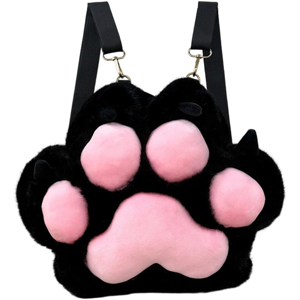 Sac à dos patte de chat peluche idée cadeau kawaii avec bandoulière réglable