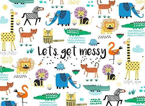 Paper Themes Play Mat playdoh mat Kids Messy Mat Paint sheet Playdough mat Arts and crafts splash mat (Off to The Zoo, (L) 110 x 75 cm)