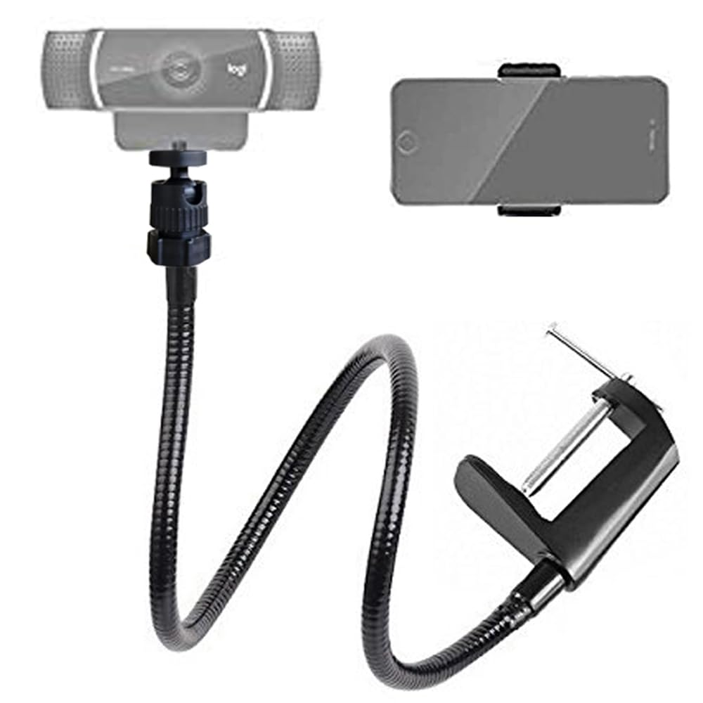 Support réglable pour Webcam et téléphone - Col de Cygne - 68,6 cm - pour Tous Les Logitech C925e C922 C930e C930 C920 C615, etc. - Filetage 68,6 cm