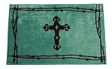 HiEnd Accents Western Cross Print Rug, 24 by 36-Inch, Turquoise