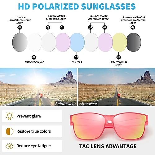 Image of URUMQI Polarized Sunglasses Fit Over Glasses for Men Women, Oversized Square Sun Glasses UV400 Protection