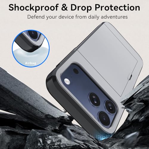 Qinmay Compatible with iPhone 17 Pro Max Case Wallet,Built-in Card Holder, Heavy Duty Protective Dual Layer Shockproof Hidden Card Slot Slim Wallet Phone Cover for iPhone 17 Pro Max，Grey - image 5