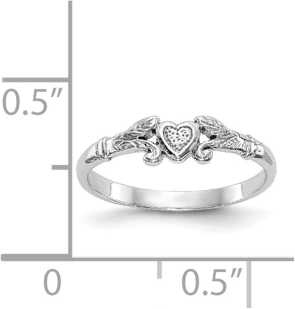 14k White Gold Textured Mini Heart Baby Band Ring Size 1.00 Fine Jewelry For Women Gifts For Her: Clothing, Shoes & Jewelry