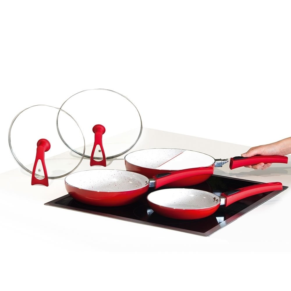 Duo 2 Magic Premium – 3-teiliges Pfannenset – 28,24 und 20 cm – inkl. Deckel – abnehmbarer Griff – für alle Herdarten