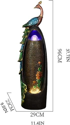 Miniatura 2 de Fuente de mesa, fuente de agua, pavo real, decoración de escritorio, estilo chino, fuente de agua, decoración del hogar, sala de estar,