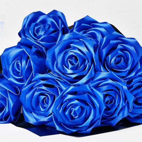 Image of Mauproy 1-1 /2 Inch Wide Royal Blue Satin Ribbon, 50 Yards Solid Polyester Fabric Ribbon for Roses Making, Gift Wrapping, Flower Bouquets, Wedding Decorations, Handmade Crafts