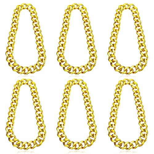 Bucherry 6 Pcs Hip Hop Rapper Chain Gold Chain, 90s Costume Jewelry Chunky Fake Necklace Large Jewelry for Men Women, 32