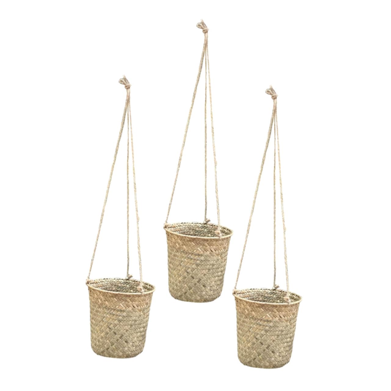 ABOOFAN 9 Pz Cesto Di Fiori in Tessuto Decorazione Da Appendere Alla Parete in Macramè Portapiante Da Esterno Decorazione Esterna Fioriera Da Parete Vimini Artigianato All'aperto Cannuccia