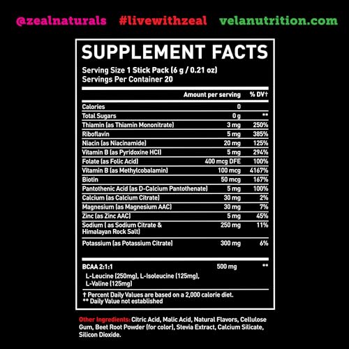 Image of Enhanced Electrolyte Powder Stick Packs (Cherry Limeade | 20 Packets) w / 0 Sugar +BCAAs +B-Vitamins Electrolyte Supplement w Potassium Zinc & Magnesium for Hydration - Keto Electrolytes