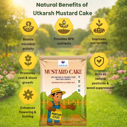 Image of Utkarsh Mustard Cake Fertilizer for Healthy Plants Growth - 5 Kg | 100% Pure, Natural & Organic Sarson Khali, Improves Soil Health, Plant Food for Stronger Roots, Bigger Blooms, Healthier Harvests