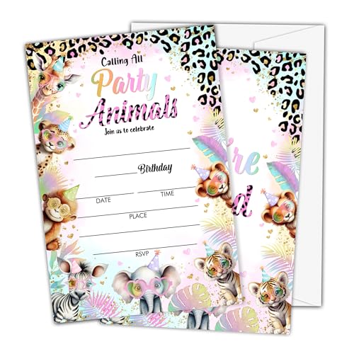 Invitations fête safari OICPYD pour célébrer l'anniversaire des enfants avec leurs copains
