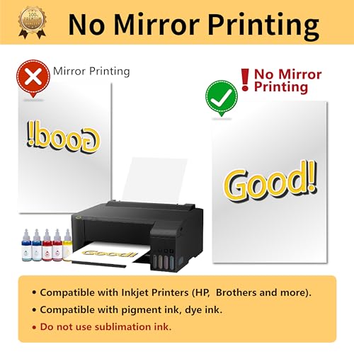 Image of TransOurDream Heat Transfer Paper for Dark Fabric (40 Sheets, 8.5x11) Printable Heat Transfer Vinyl for T-Shirts Iron on Transfers for Inkjet Printer