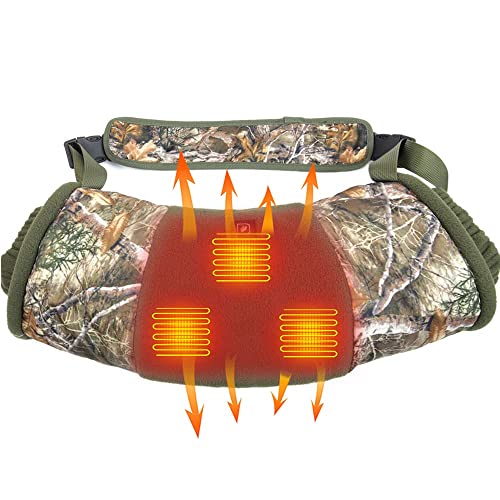 DUKUSEEK Heated Hand Muff for Hunting, Electric Hand Warmer Hunting Pouch with Rechargeable 10000MAH Battery for Winter Outdoor Hunting Camping Golf Photography Unisex