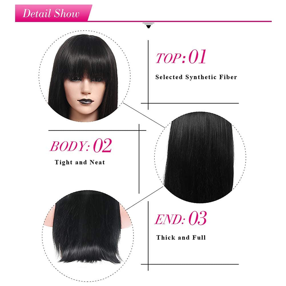 BERON 12 Inches Blue Bob Wig Short Straight Light Blue Wig with Bangs Teal Blue Wig for Women Halloween Cosplay or Daily Use Wigs (Light Blue) - Image 8